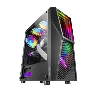 Caja Atx Semitorre Gaming Mars Gaming Mc777 Black Frontal Con Espejo Infintio Argb 2xventiladores 120mm Chroma Sin Fuente De  2