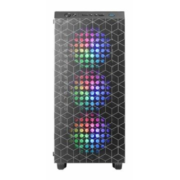 Caja Atx Semitorre Gaming Mars Gaming Mcmag Negra Frontal Doble Rejilla Magnetica Lateral Cristal Templado 3x120mm Rgb Doble 2