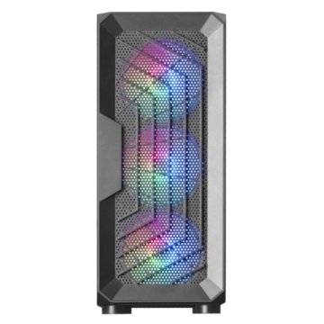 Caja Atx Semitorre Gaming Mars Gaming Mc-tor Black Frontal Con 3 Ventiladores Frgb De 120mm Ventala Laeral Completa Sin Fuent