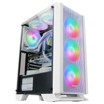 Caja Atx Semitorre Gaming Mars Gaming Mc-c White Frontal Metal-mesh Con 3 Ventiladores Frgb Ventana De Cristal Templado Sin F 2