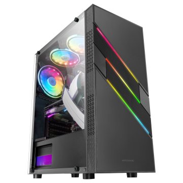 Caja Atx Semitorre Gaming Mars Gaming Mc-u3 Xl Black Frontal Argb Con Ventilador Trasero Sincronizado Lateral Cristal Templad