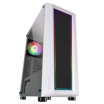 Caja Atx Semitorre Gaming Mars Gaming Mc-art White Lateral Y Frontal Personalizable Con Iluminacion Rgb Sin Fuente De Aliment