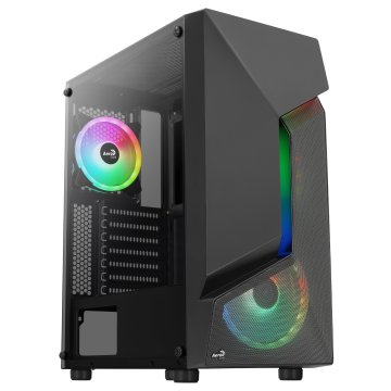 Caja Atx Semitorre Gaming Aerocool Scape Black V3 Frontal Con Linea Argb Incluye 3 Ventiladores Argb 2x140mm 1x120mm Trasero