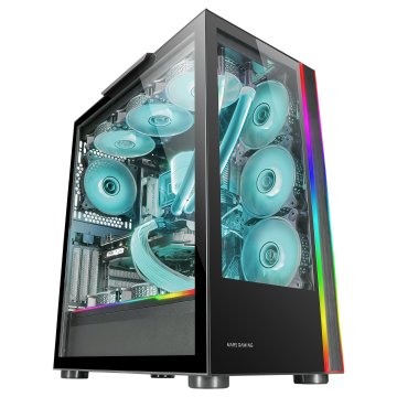 Caja E-atx Torre Gaming Mars Gaming Mc-ultra Black Doble Linea Argb Frontal Y Lateral De Cristal Templado Sin Fuente De Alime