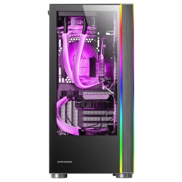 Caja E-atx Torre Gaming Mars Gaming Mc-ultra Black Doble Linea Argb Frontal Y Lateral De Cristal Templado Sin Fuente De Alime 2