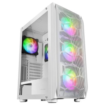 Caja E-atx Torre Gaming Mars Gaming Mc-kx Xxl White Lateral Cristal Templado Frontal Mesh Incluye 5 Ventiladores Argb Sin Fue