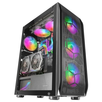 Caja E-atx Torre Gaming Mars Gaming Mc-kx Xxl Black Lateral Cristal Templado Frontal Mesh Incluye 5 Ventiladores Argb Sin Fue