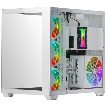 Caja E-atx Torre Gaming Mars Gaming Mcv4 White Xxl Premium Custom Doble Ventana De Cristal Templado Continuo Sin Fuente De Al 2