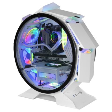 Caja Microatx Gaming Mars Gaming Mcorb White Diseño Esferico Extremo Premium Doble Ventana De Cristal Templado Sin Fuente De