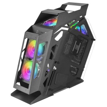 Caja Microatx Gaming Mars Gaming Mc61 Black Diseño Premium Controladora Argb Con Mando 4 Ventiladores De 120 Rgb Sin Fuente
