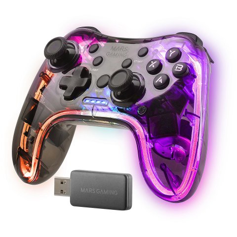 Gamepad Inalambrico Mars Gaming Mgp-24 Adaptador Usb 2.4gpro Conexion Usb-c Multiplataforma 20 Botones Rgb Neon Vibración Hap