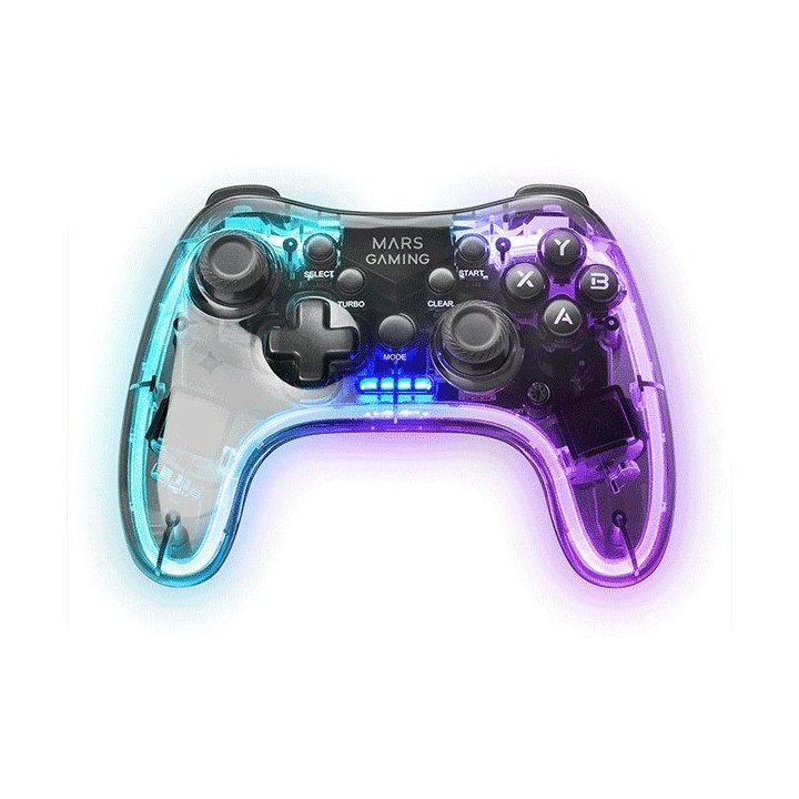 Gamepad Inalambrico Mars Gaming Mgp-24 Adaptador Usb 2.4gpro Conexion Usb-c Multiplataforma 20 Botones Rgb Neon Vibración Hap