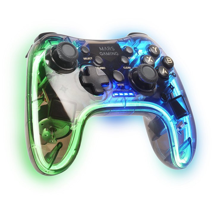 Gamepad Inalambrico Mars Gaming Mgp-24 Adaptador Usb 2.4gpro Conexion Usb-c Multiplataforma 20 Botones Rgb Neon Vibración Hap