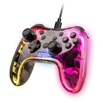 Gamepad Mars Gaming Conexion Usb-a   Usb-c Multiplataforma 20 Botones Rgb Neon Vibración Haptica Dual