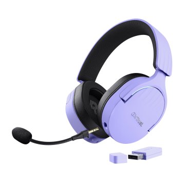 Headset Bluetooth Trust Gaming Fayzo Gxt 491 Lila 25305 Bt Y Usb 2.4ghz Microfono Desmontable Y Flexible Carga Usb-c Controle