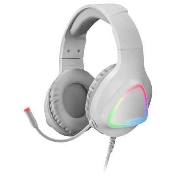 Headset Mars Gaming Mh222 White Rainbow Rgb Flow Ultra Ligeros 205g Drivers De Neodimo 50mm Microfono Flexible Jack 3.5mm Con