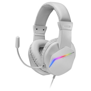 Headset Mars Gaming Mh122 White Ultra Ligeros 184g Drivers De Neodimo 50mm Microfono Flexible Jack 3.5mm Simple Y Doble Ilumi