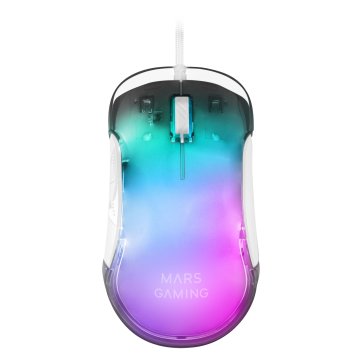 Mouse Mars Gaming Rgb Mmgloww White 12800dpi Iluminacion Total Chroma-glow Con Cuerpo Acabado En Espejo Switches Mecanicos Hu