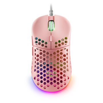 Mouse Mars Gaming Rgb Mm55p Dise¾o Hive Pink 12800dpi A825pro Switch Huano Superficie Perforada Iluminacion Rgb Chroma Peso 5