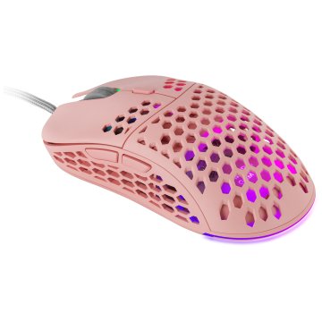 Mouse Mars Gaming Rgb Mm55p Dise¾o Hive Pink 12800dpi A825pro Switch Huano Superficie Perforada Iluminacion Rgb Chroma Peso 5 2