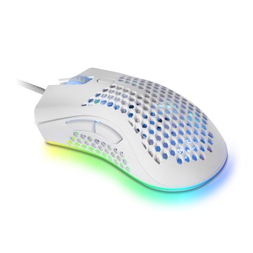 Mouse Mars Gaming Rgb Mmex Dise¾o Hive White 32kdpi Pixart 3389pro Switch Superficie Perforada Iluminacion Rgb Chroma