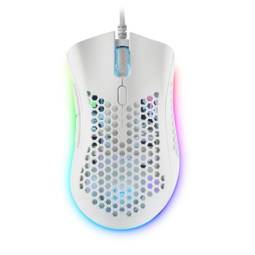 Mouse Mars Gaming Rgb Mmex Dise¾o Hive White 32kdpi Pixart 3389pro Switch Superficie Perforada Iluminacion Rgb Chroma 2