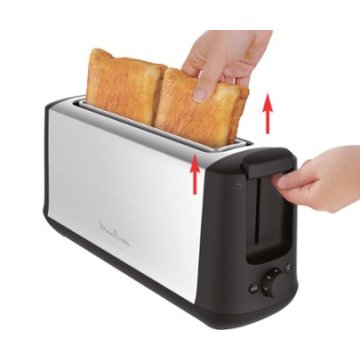 Tostadora Moulinex Ls340811 De 1 Ranura 1000w Larga Acero Inoxidable Negro 3 Funciones 7 Niveles 2