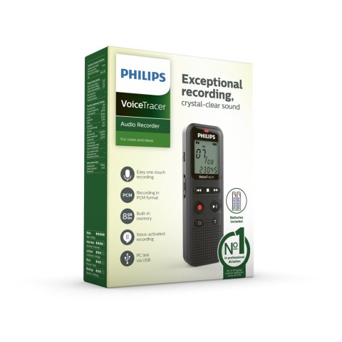 Grabadora De Voz Philips Dvt1160 Voice Tracer 8khz 8gb Color Negro