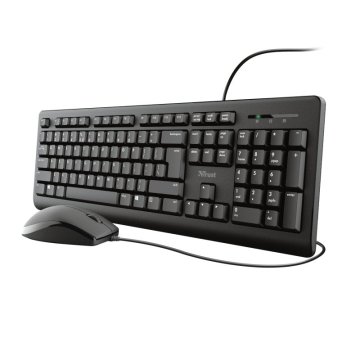 Pack Teclado Y Mouse Trust Tkm-250 Silencioso Resistente A La Caida De Liquidos Cable 1.8m 23977