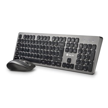 Pack Teclado Y Mouse Ngs Idol Kit Wireless De 2,4 Ghz. 12 Teclas Multimedia. 800 1200 1600 Dpi 2