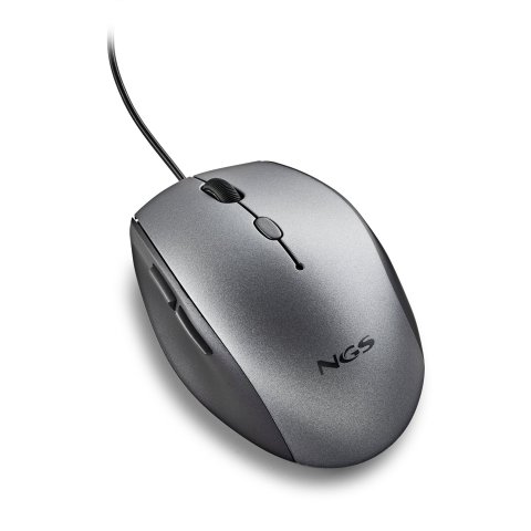 Mouse Ngs Ergo Moth Gray Con Cable Y Botones Silenciosos. Adaptador Usb A Tipo C