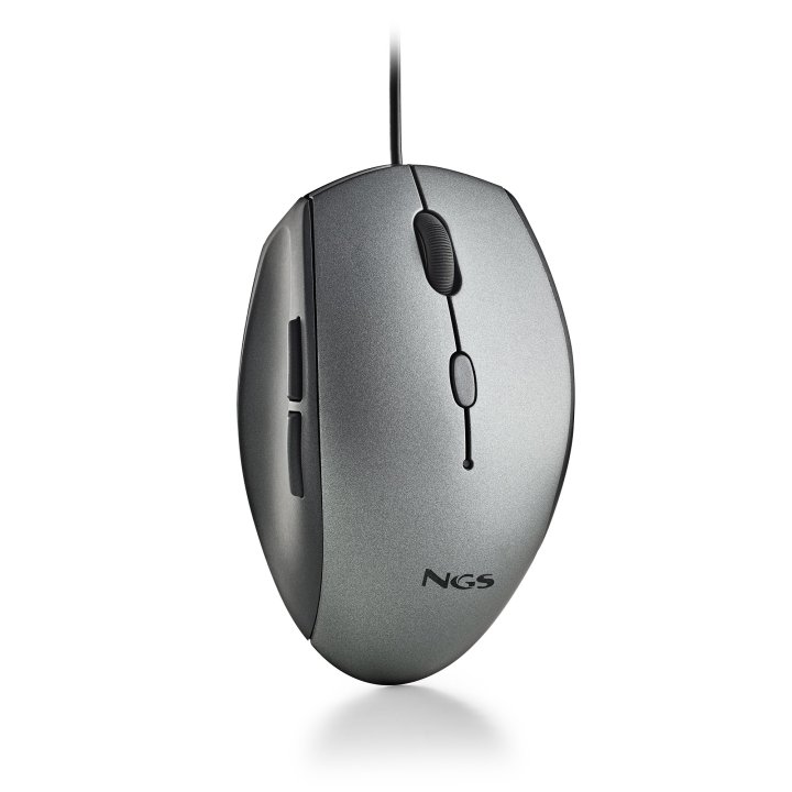 Mouse Ngs Ergo Moth Gray Con Cable Y Botones Silenciosos. Adaptador Usb A Tipo C