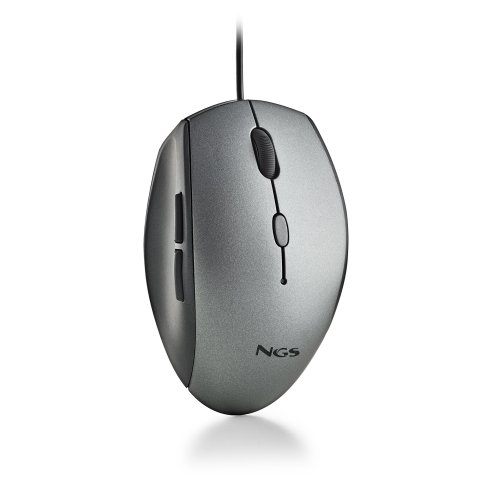 Mouse Ngs Ergo Moth Gray Con Cable Y Botones Silenciosos. Adaptador Usb A Tipo C