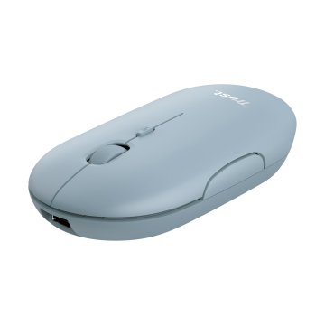 Mouse Trust Wireless Puck Recargable- Ultrafino - Botones Silenciosos- 800 1200 1600dpi - Receptor Micro Usb Color Azul 24126
