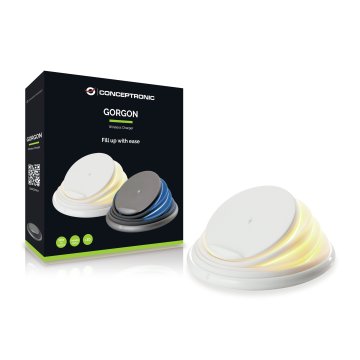 Cargador Inalambrico Conceptronic Gorgon02w Qi 10w Soporte Plegable De Silicio Color Blanco 2