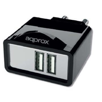 Cargador De Pared Approx Para Red Domestica Dos Usb 5v 2.1a Color Negro Incorpora 7 Tips - Oferta_moving