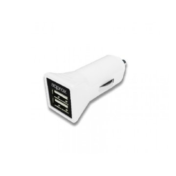 Cargador De Coche Approx 2 Usb 5v 3,1 Ah Color Blanco Appusbcar31w