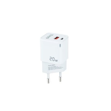 Cargador De Pared Tooq Tqwc-qcpd20wt Usb-c Pd + Usb-a Qc 20w Blanco