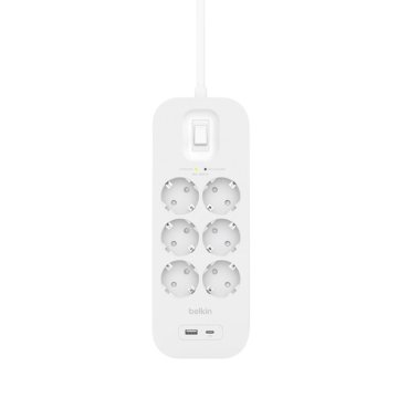 Regleta Alimentacion Belkin Srb002vf2m De Proteccion Contra Sobretensiones 6 Tomas Boton Apagado Usb-c Usb-a 2