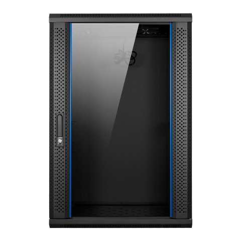 Armario Mural 19" Aiten Data 18u Ai6618 600 X 600 X 903 2l Color Negro Puerta De Cristal Templado Incluye Bandeja Y Ventilaci