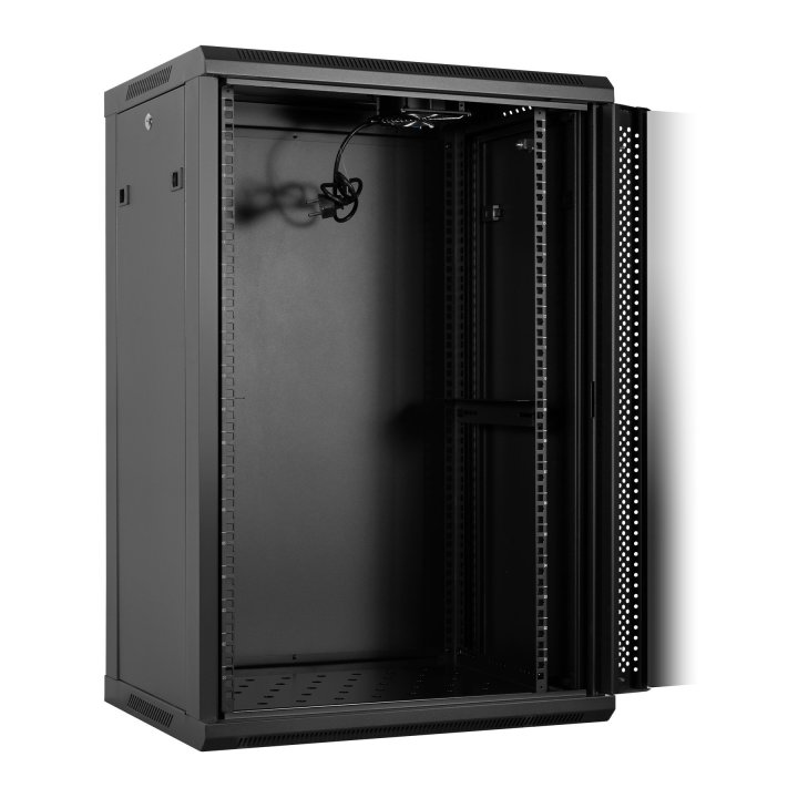 Armario Mural 19" Aiten Data 18u Ai6618 600 X 600 X 903 2l Color Negro Puerta De Cristal Templado Incluye Bandeja Y Ventilaci