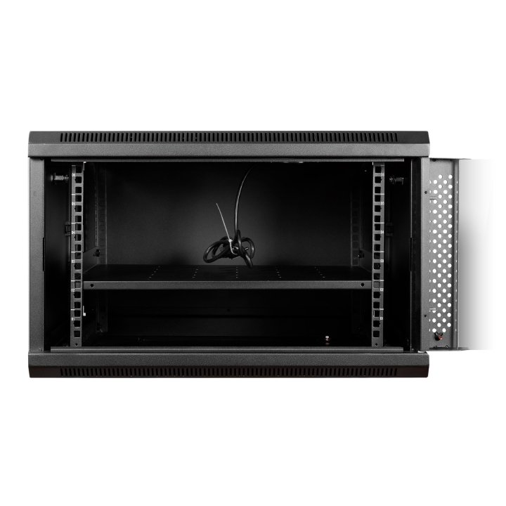 Armario Mural 19" Aiten Data 6u Ai6606 600 X 600 X 368 2l Color Negro Puerta De Cristal Templado Incluye Accesorios