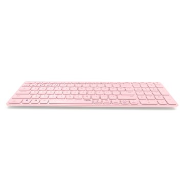 Teclado Rapoo Wireless Y Bluetooth E9700m Portugues 2.4ghz Bt 3.0 5.0 Diseño Ultrafino Bateria Rosa Base Aluminio Multi Mode 2
