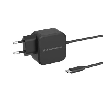 Cargador De Pared Conceptronic Ozul04be 67w Gan Pd Cable Usb-c Incorporado 2