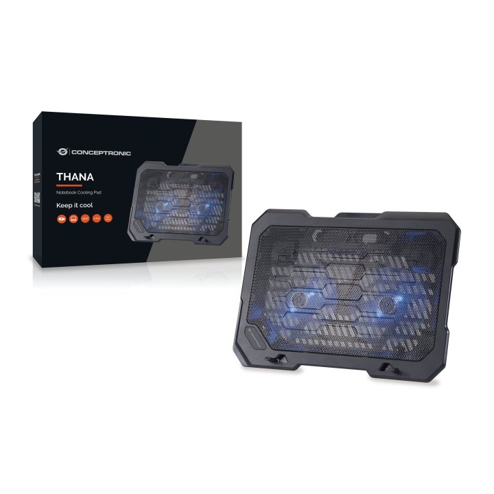 Base Refrigeracion Para Portatiles Conceptronic 2 Ventiladores 125mm Hasta 15.6"