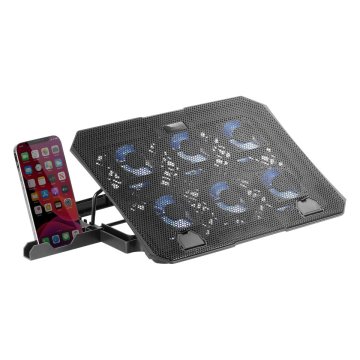 Base De Refrigeracion Para Portatiles Maras Gaming Mnbc23 6 Ventiladores Led Azul Stand De 6 Posiciones Estructura De Acero Y