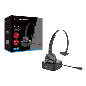 Headset Bluetooth Conceptronic Con Base De Carga Adaptador Bluetooth Incluido Polona03bda 2