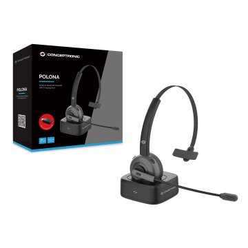 Headset Bluetooth Conceptronic Con Base De Carga Polona03bd 2