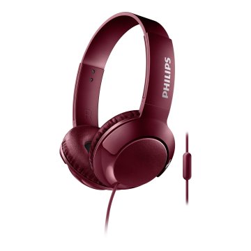 Auriculares Philips Shl3075rd 00 Con Cable Jack 3.5mm Microfono Integrado Sistema Bass+ Color Rojo