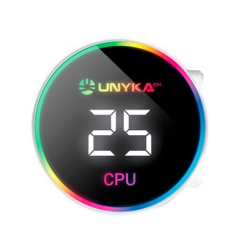 Sistema De Refrigeracion Liquida Unyka Uk353101 Aquastorm 360 Blanco 3x Vent. 120mm 1800 Rpm Argb Display Intel Amd 2